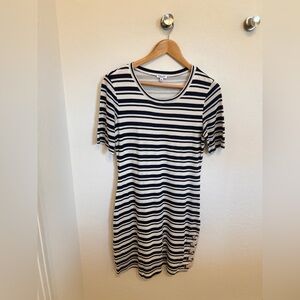 Splendid Navy and White Striped Short Sleeve Knit Mini Dress